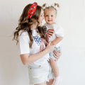 Patriotic Sequin Adult Bow T-Shirt