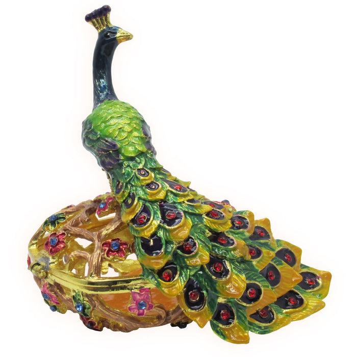 Peacock Jeweled Trinket Box Austrian Crystals,