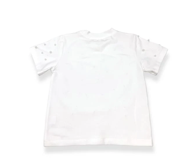 Pearl Stud Tee + Denim Pleat Skirt