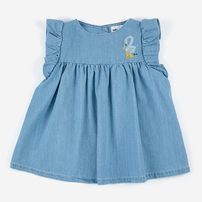 PELICAN RUFFLE WOVEN DRESS