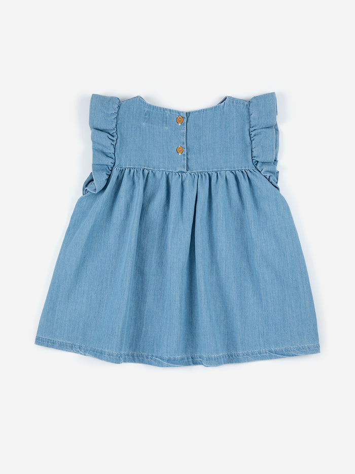 PELICAN RUFFLE WOVEN DRESS