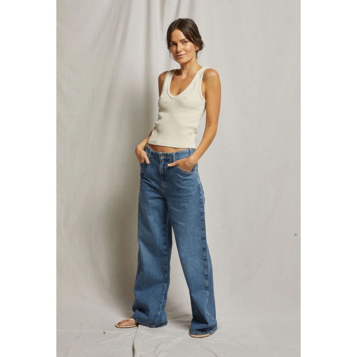 Perfect White Tee Maria Structured Rib V-Neck Tank - Romantiques