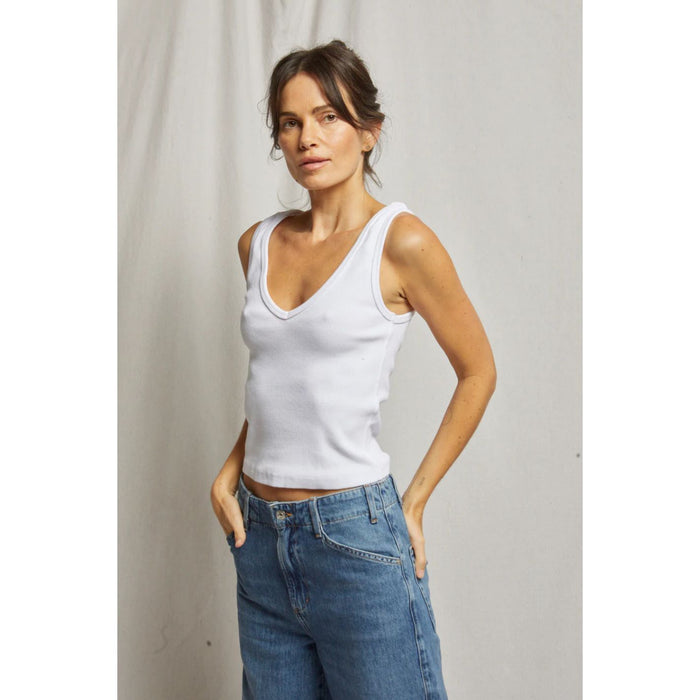 Perfect White Tee Maria Structured Rib V-Neck Tank - Romantiques