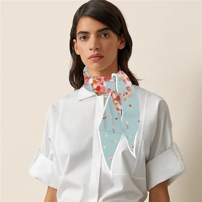 Pia Blue Silk Diamond Scarf