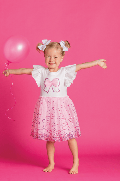 Pink Bow Sequin Tutu Dress