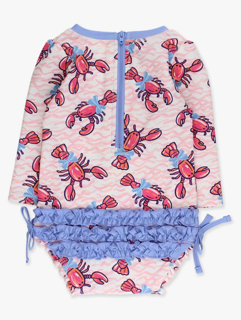 Pink Lobster Lagoon Long Sleeve One Piece Rash Guard