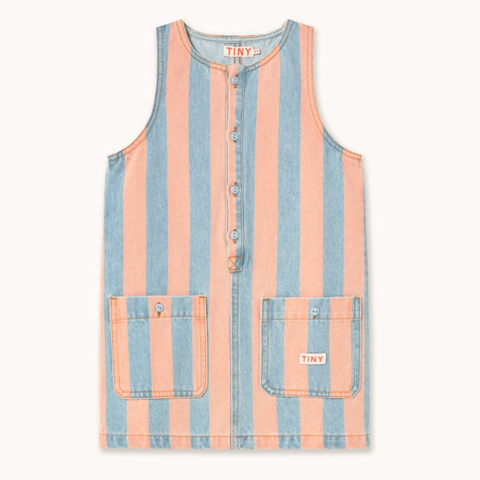 Pink Stripes Denim Dress - KIDS