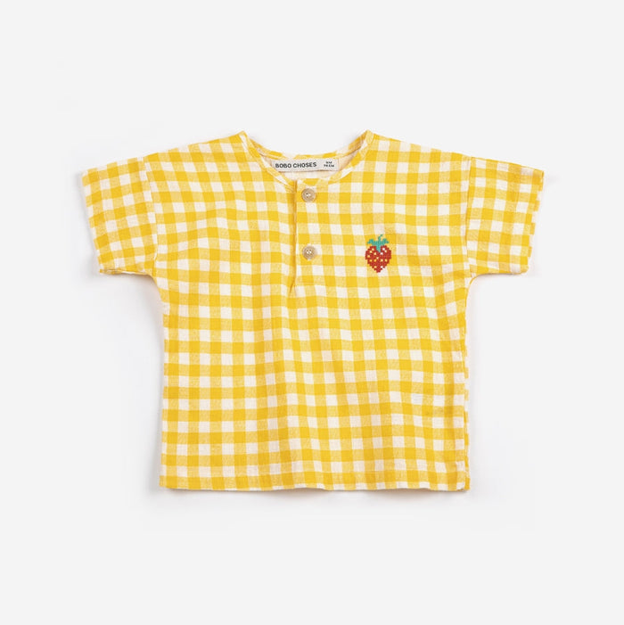 Pixel Strawberry vichy woven blouse - BABY