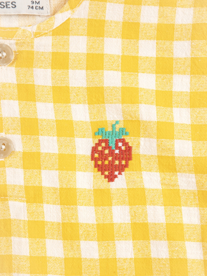 Pixel Strawberry vichy woven blouse - BABY