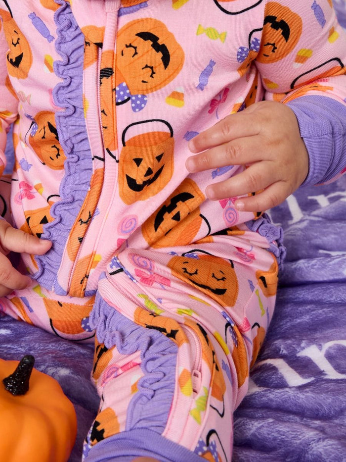 Pumpkin Boo Crew Convertible Ruffle One Piece Pajama