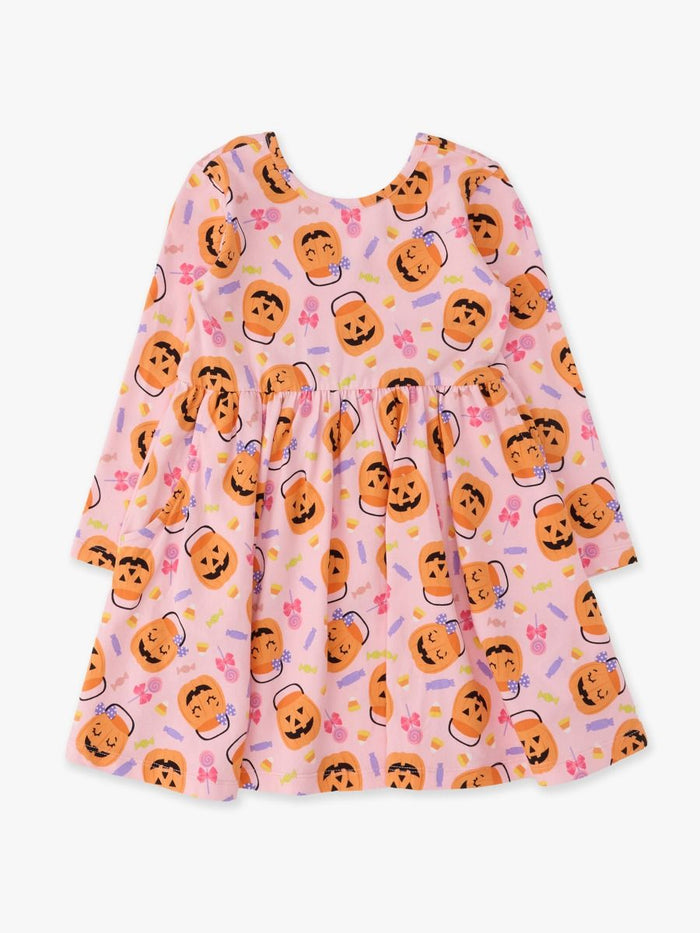 Pumpkin Boo Crew Long Sleeve Twirl Dress