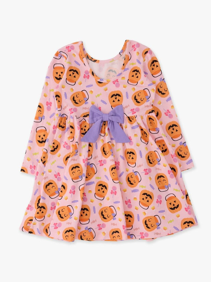 Pumpkin Boo Crew Long Sleeve Twirl Dress