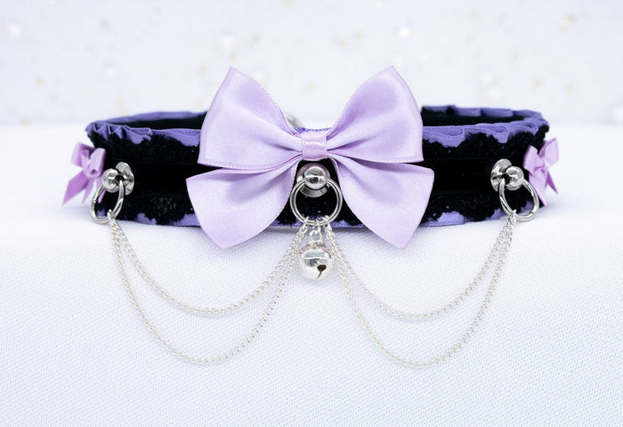Purple and Black Luxury Collar in Silver