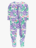 Purple Hydrangea Garden Ruffle One Piece Footie Pajama