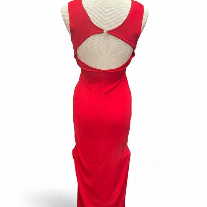 Red bodycon maxi dress