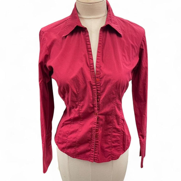 Red button up long sleeve shirt
