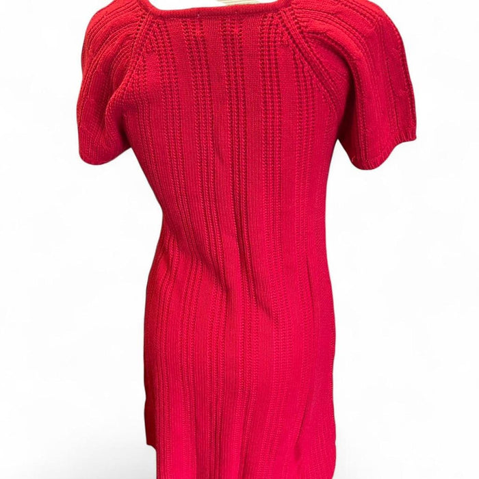 Red cable knit sweater dress