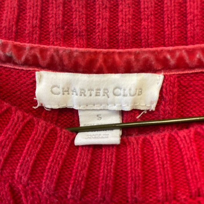 Red cable knit sweater
