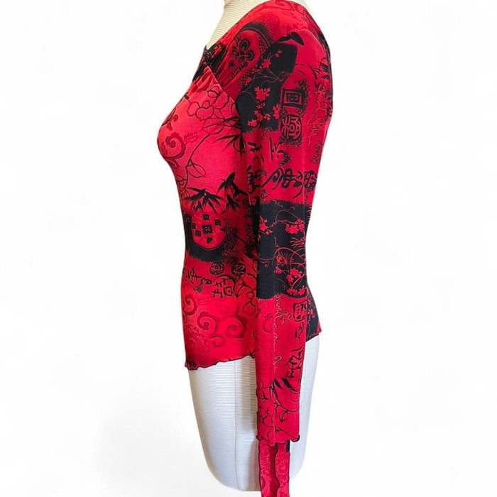 Redblack long sleeve top shirt