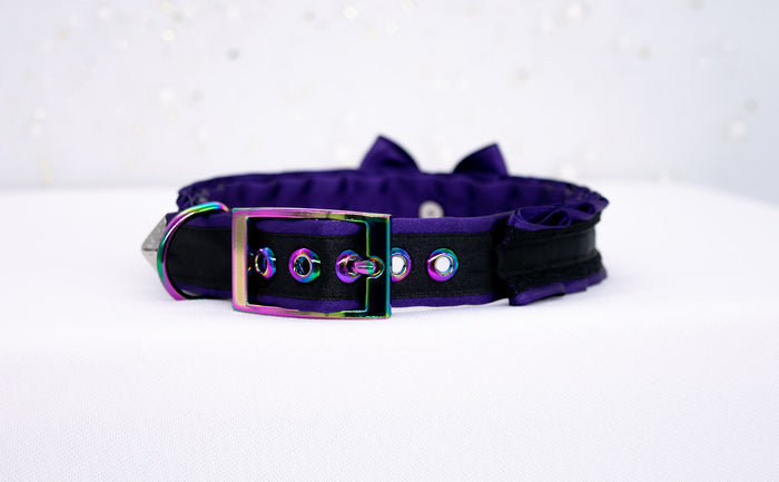 Regal Purple and Black Lace Collar in Rainbow