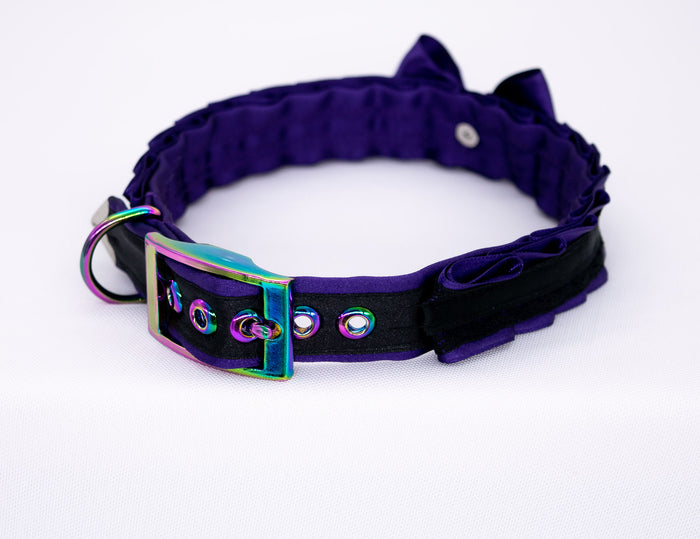 Regal Purple and Black Lace Collar in Rainbow