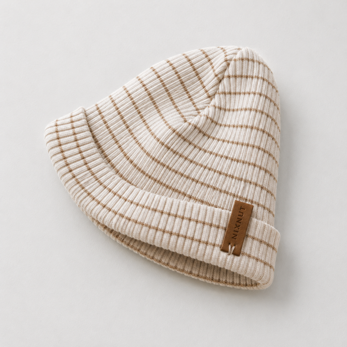 RIB BEANIE - Biscuit Stripe