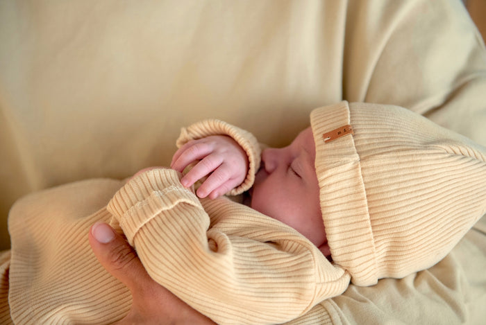 RIB BEANIE - Biscuit Stripe