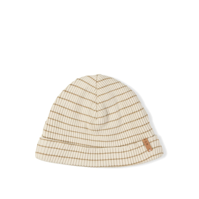 RIB BEANIE - Biscuit Stripe