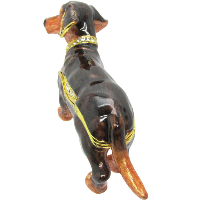 RUCINNI Dachshund Jeweled Trinket Box, Brown