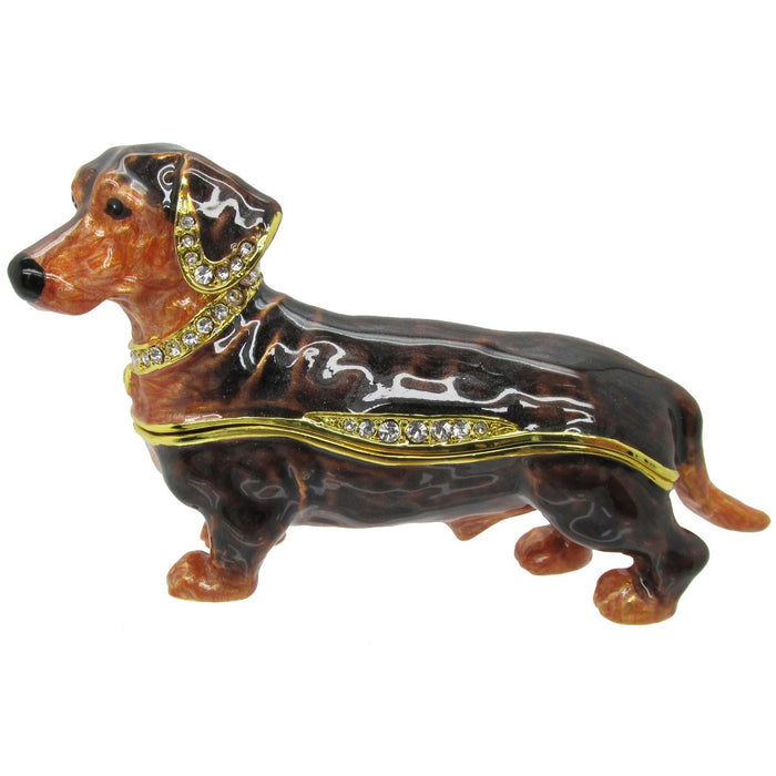 RUCINNI Dachshund Jeweled Trinket Box, Brown