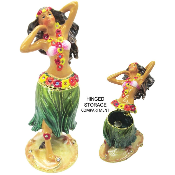 RUCINNI Hula Dancer Jeweled Trinket Box, Green