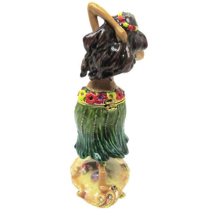 RUCINNI Hula Dancer Jeweled Trinket Box, Green