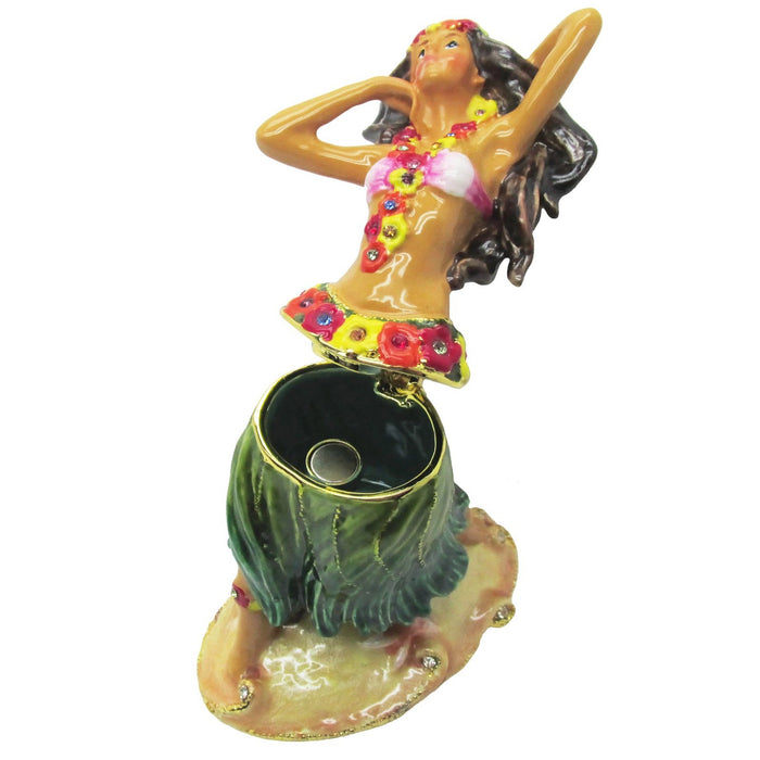 RUCINNI Hula Dancer Jeweled Trinket Box, Green