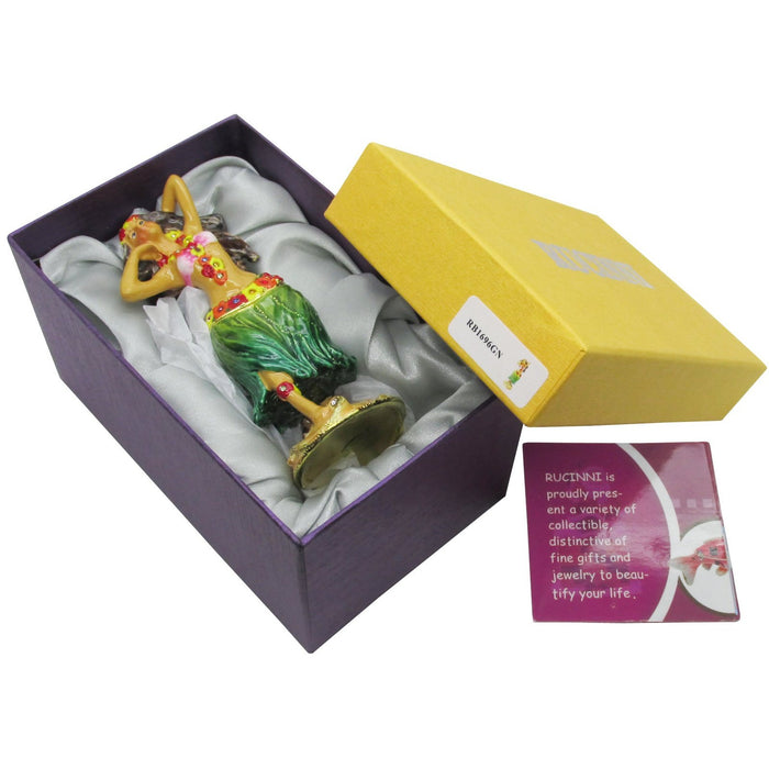 RUCINNI Hula Dancer Jeweled Trinket Box, Green
