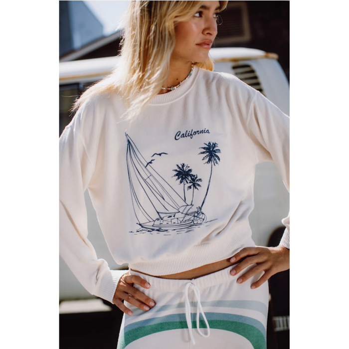 Sailing California Cozy Top in White