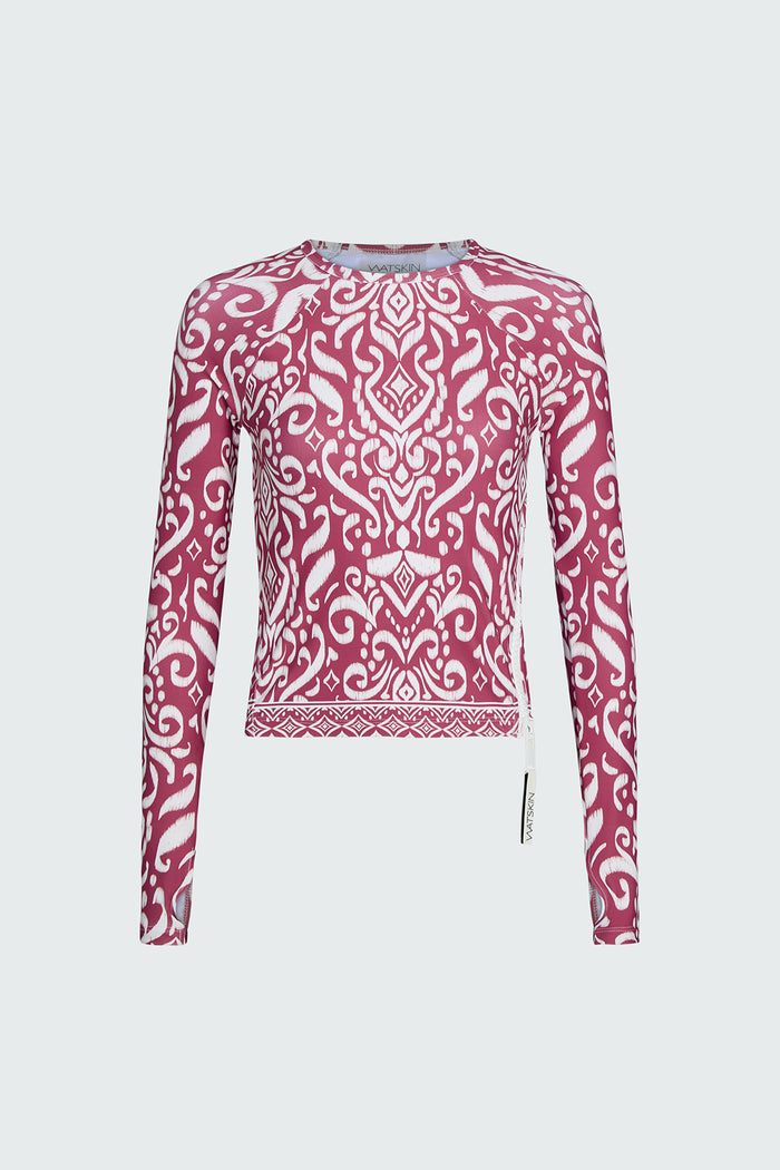 Watskin Sasha tee in Dusty Rose Ikat shown against a white background