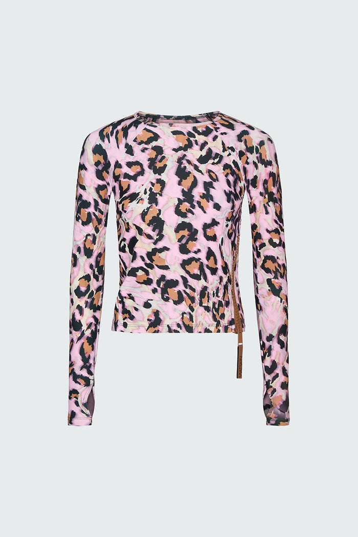 Watskin Sasha tee in Pink Leopard shown against a plain white background