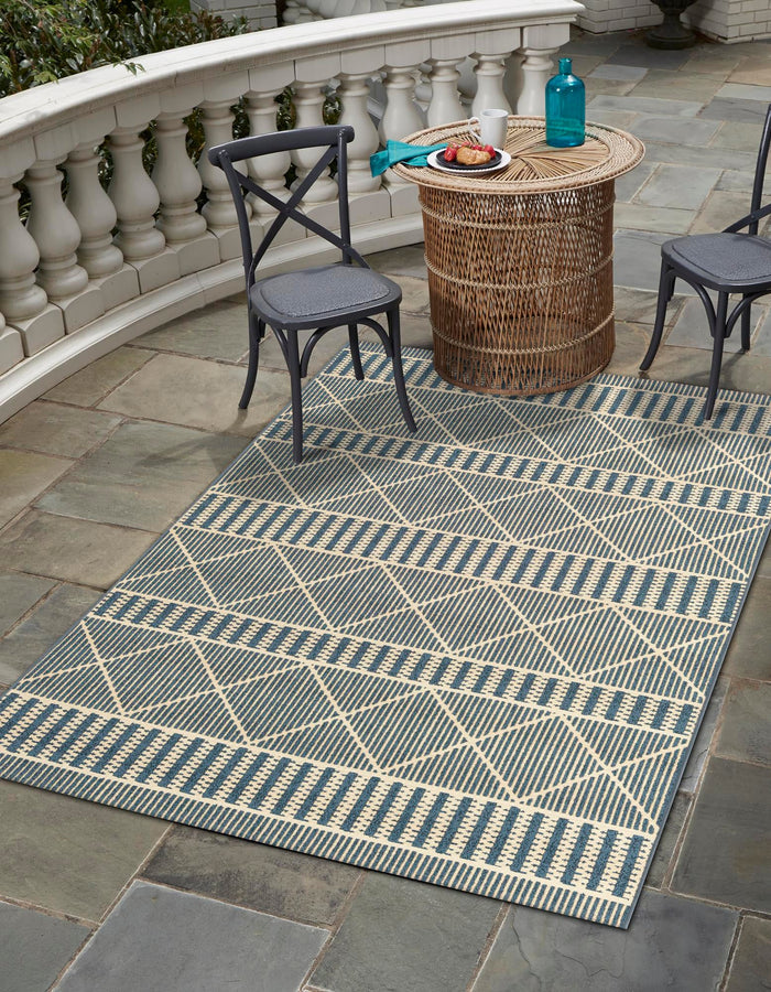 Seaside Lattice Collection Area Rug -  Glade Rectangle Blue  lifestyle 2