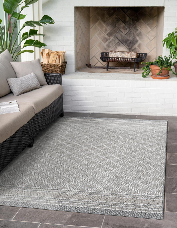 Seaside Lattice Collection Area Rug - Savannah Rectangle Gray Main