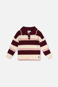 Scalloped Collar Sweater Red And White Stripes