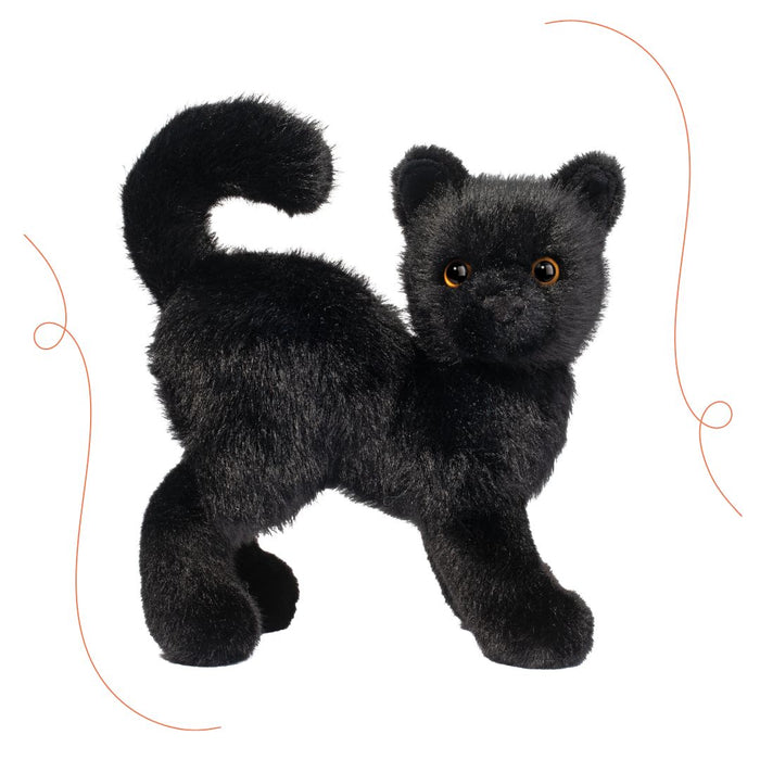 Black plush toy of a scaredy cat from Douglas, soft and cuddly toy in the Toys & Plush category.