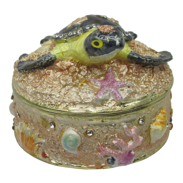 Sea Turtle Baby Sandbox Jeweled Trinket Box Austrian Crystals