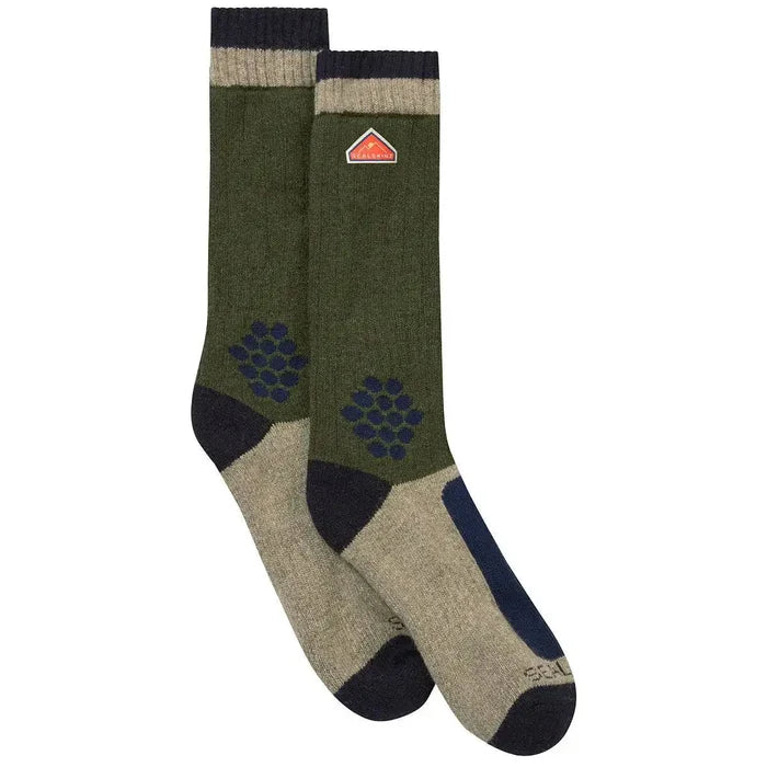 SealSkinz Gresham Recycled Wool Mid Cashmere Socks laid flat, showcasing ribbed texture, reinforced heel, and toe. Stylish, warm, and eco-conscious.  from  John Bull Clothing