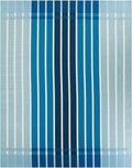 Seaside Stripes Collection Area Rug -  Coral Rectangle Blue Main