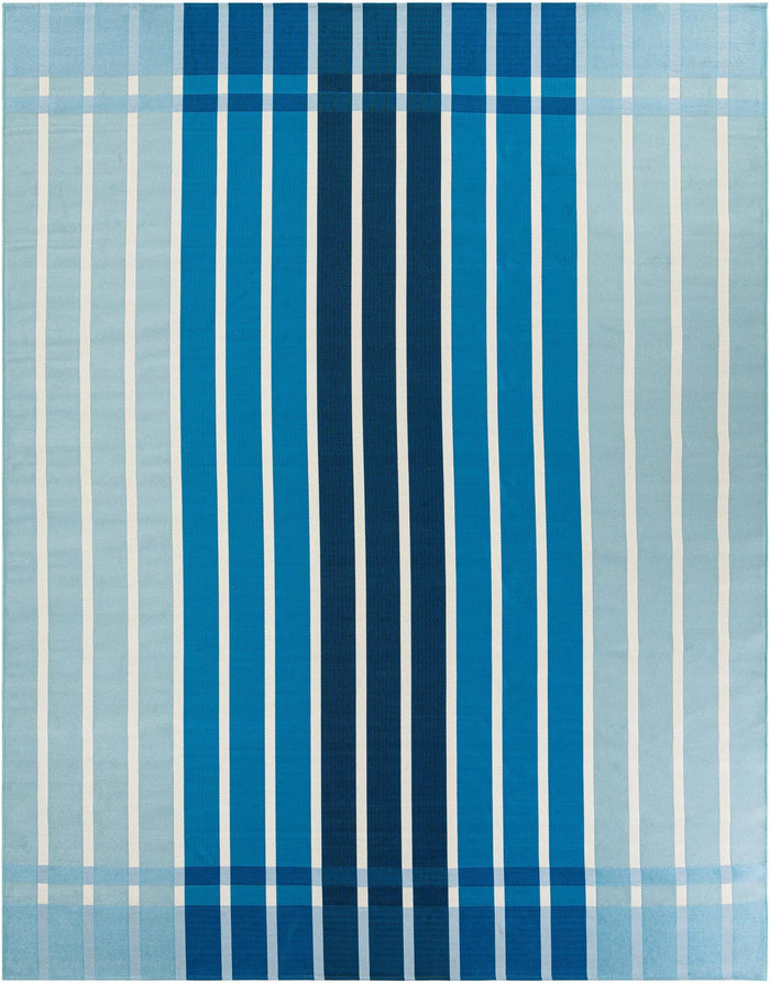 Seaside Stripes Collection Area Rug -  Coral Rectangle Blue Main
