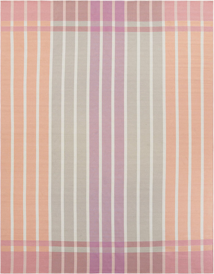 Seaside Stripes Collection Area Rug -  Coral Rectangle Pink and Lavender  lifestyle 3