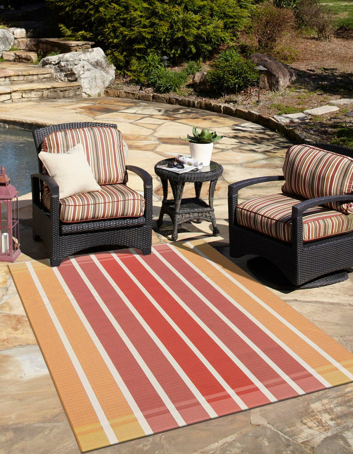 Seaside Stripes Collection Area Rug -  Coral Rectangle Peach and Salmon  lifestyle 2