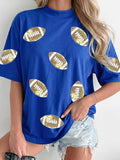 Sequin Pattern Mock Neck Game Day T-Shirt