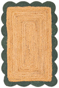 Serenity Braided Jute Collection Area Rug - Seaside Rectangle Natural and Green Main