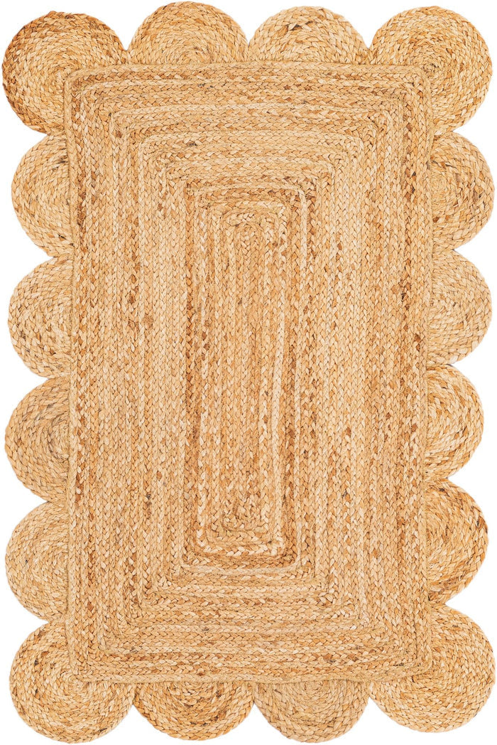 Serenity Braided Jute Collection Area Rug - Seaside Rectangle Natural  lifestyle 3